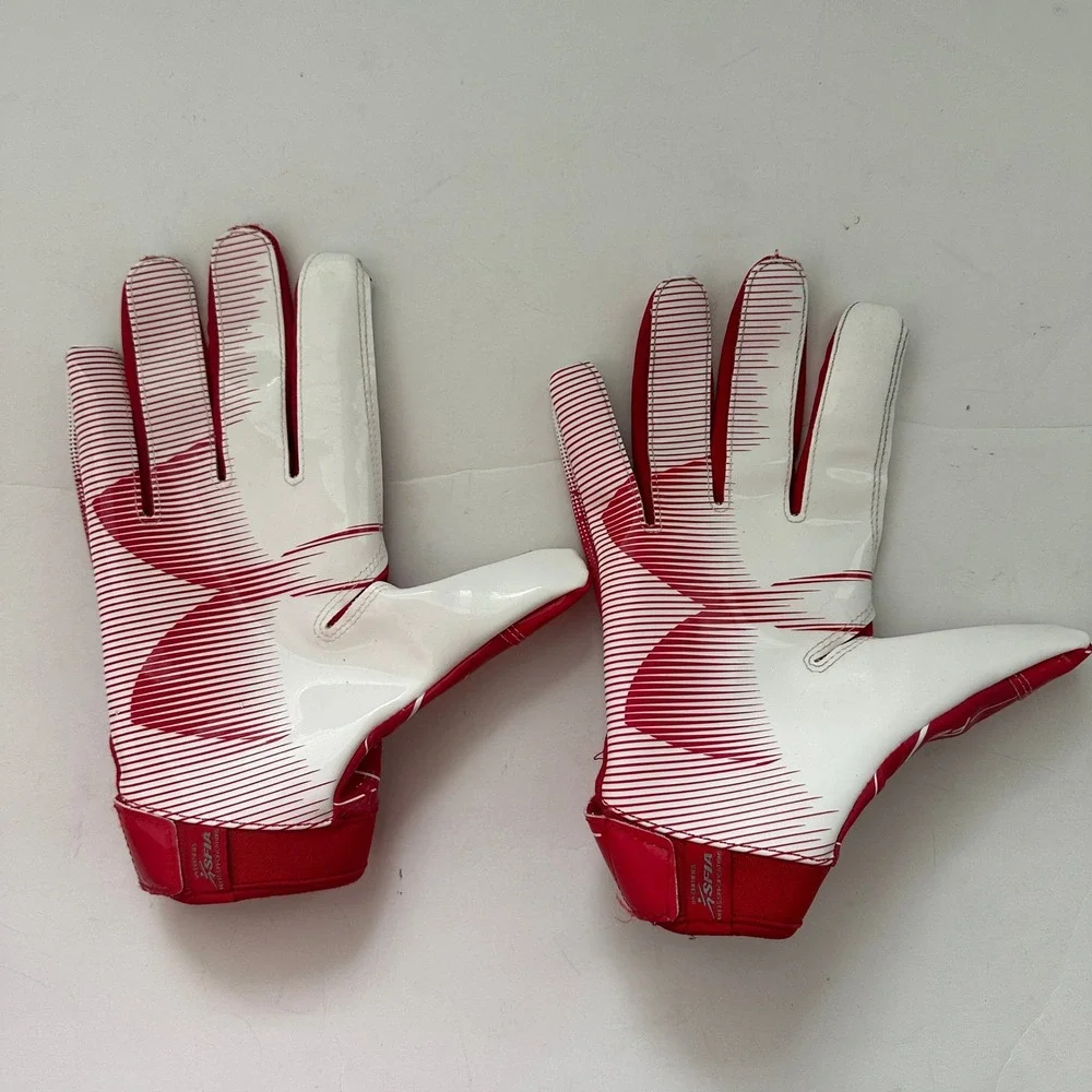 Under Armour Youth Large Football Receiver Gloves Red White SFIA Approved Kids